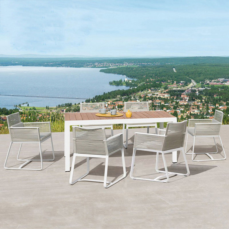 Outdoor leisure table and chair combination outdoor balcony courtyard outdoor villa rain and sun protection rattan chair dining table rattan furniture