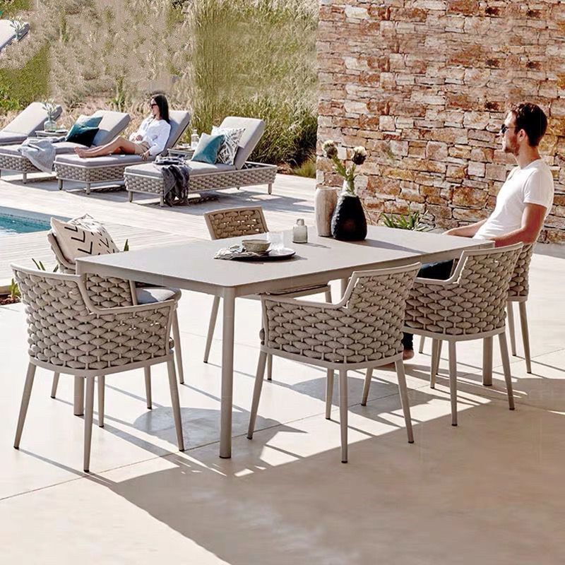 Nordic outdoor leisure table and chair combination outdoor balcony garden rattan chair outdoor rain and sun protection table furniture