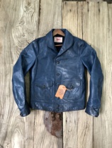 (Thedi) Blue Dye Heavy Buffalo Leather Handmade Old Physical Texture Is More Than Picture