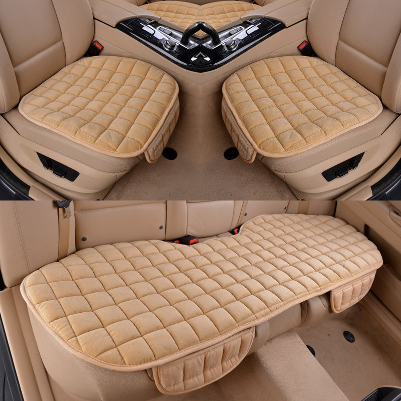 Car cushion single-piece non-backrest three-piece set rear seat cushion single-seat short plush winter warm car supplies