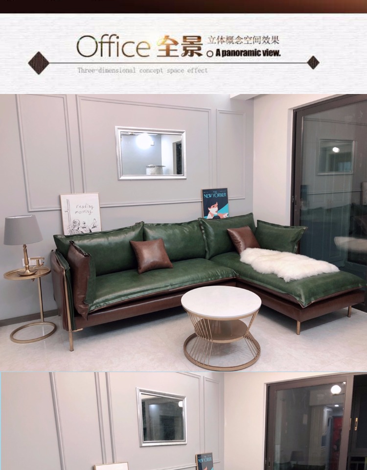 Nano chống hà Bắc Âu phong cách loft công nghiệp phòng khách retro văn phòng sofa ba sáp dầu sofa sáng da cao cấp của Mỹ - Ghế sô pha ghế gỗ sofa