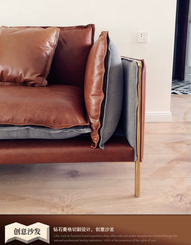 Nano chống hà Bắc Âu phong cách loft công nghiệp phòng khách retro văn phòng sofa ba sáp dầu sofa sáng da cao cấp của Mỹ - Ghế sô pha sofa mini phòng ngủ