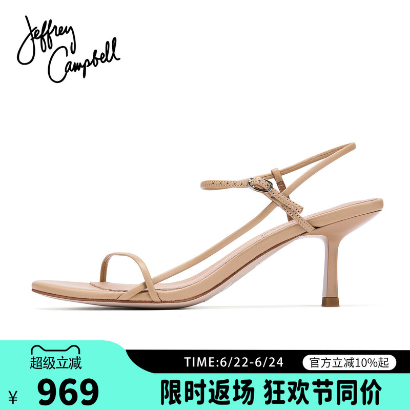 American Jeffrey Campbell Natural Color Simple Line One-Strap Buckle Stiletto Sandals for Women Summer New American Jeffrey Campbell Natural Color Simple Line One-Strap Buckle Stiletto Sandals for Women Summer New