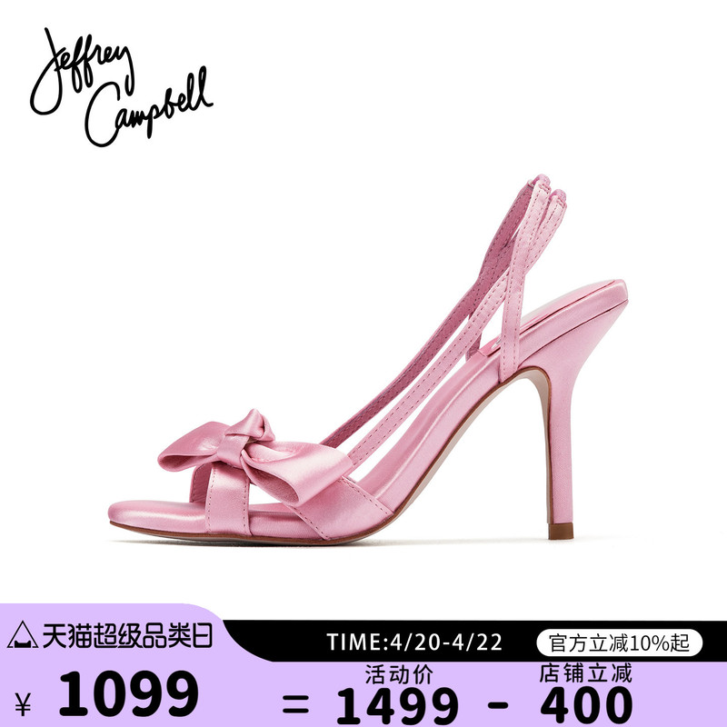 American Jeffrey Campbell Pink Bow High-Heeled Slip-On Sandals High Heels 2026 Early Spring New