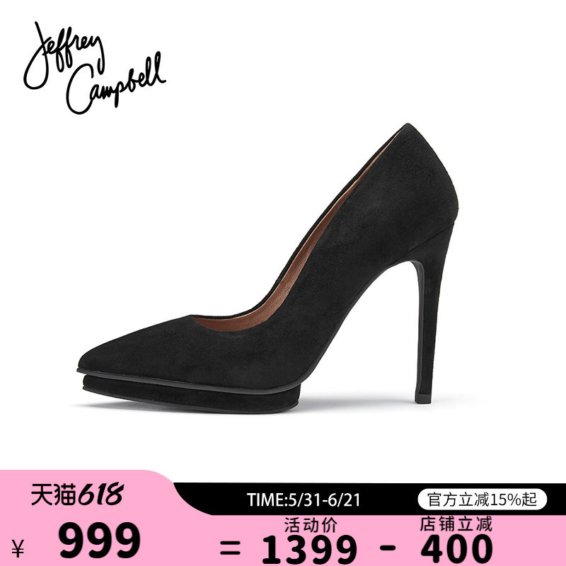 American Jeffrey Campbell Retro Simple Black Pointed-Toe High-Heeled Shoes Women's Shoes Spring and Autumn New Style