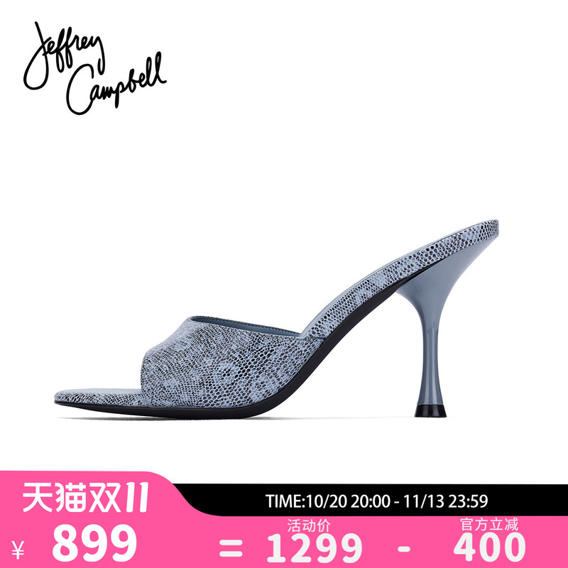 American Jeffrey Campbell Blue Personalized Snake Print One-Strap High-Heeled Sandals and Slippers with Thin Heels 26 Summer New American Jeffrey Campbell Blue Personalized Snake Print One-Strap High-Heeled Sandals and Slippers with Thin Heels 26 Summer New