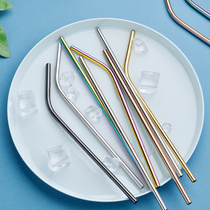 Nordic style 304 stainless steel straw Environmental protection metal straw Net red Mason cup straw Drink milk tea straw brush