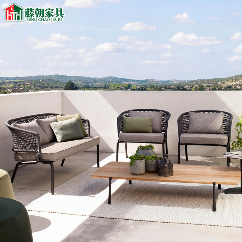 Rattan facing Nordic outdoor sofa rattan single double rattan sofa chair outdoor garden balcony courtyard leisure