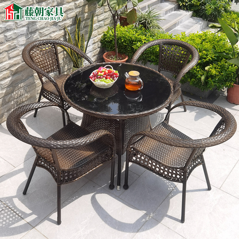 Outdoor table and chairs Courtyard Rattan with small tea table Composition Garden Outdoor Leisure Pendulum stall open-air Balcony Fujii Chair Three Sets