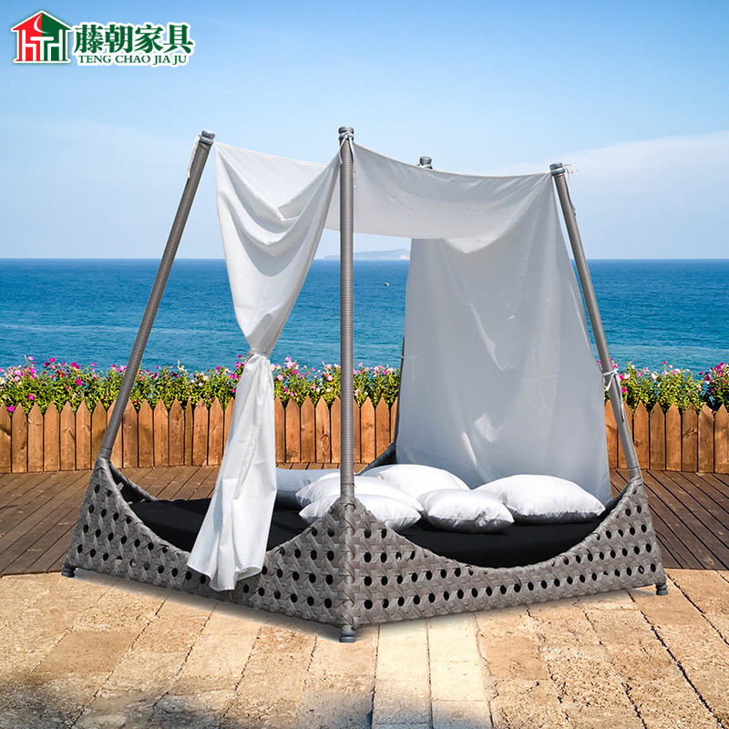 Rattan outdoor chine sofa Sofa Bed Garden Villa Vine choreography Bed Resort Beach Swimming Pool Creative Sun Bed Lying Bed