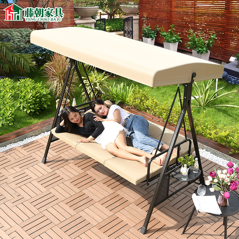 Rattan Outdoor swing Swing Chair Lying Bed Able to sit in livable double basket Garden Dual-use Iron Art Patio Rocking Chair