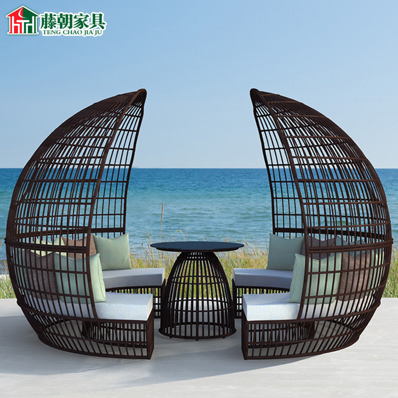 Outdoor Rattan Chair Balcony Rattan Leisure Lounge Chair Outdoor Creative Sofa Resort Swimming Pool Rattan Chair Lying Bed