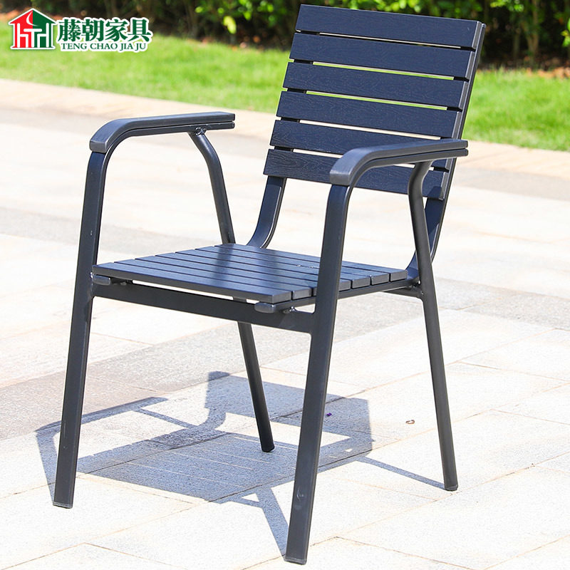 Rattan Chaodan sells outdoor plastic wood chairs coffee leisure courtyard outdoor rot-resistant wood milk tea open-air commercial table and chairs