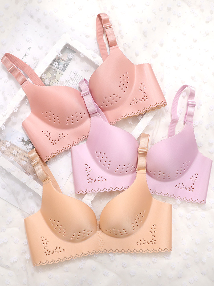Summer bra ultra-thin incognito large size underwear women's rimless bra cover large chest show small chest gather sub-milk