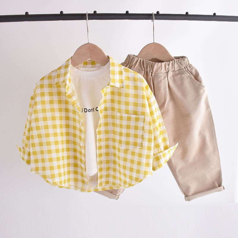 Boy shirt long sleeve pure cotton 2022 spring autumn new baby thin blouse child shirt male and boy jacket tide