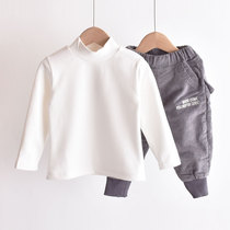Boys base shirt 2020 autumn winter clothes new childrens T-shirt male baby plus velvet long sleeve padded high neck top