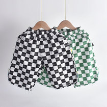 Retro Chessboard Gpants Boy Clothing Boy Casual Pants 2022 New Summer Middle Child Shorts Seven-minute Pants