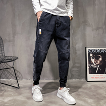 Spring and autumn black jeans mens slim straight tube 2021 New Casual Label Tide brand autumn pants men