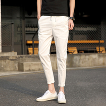 Autumn new mens casual pants slim ankle-length pants young mens wild small feet handsome pants mens Korean version of the trend