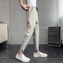 Pants men Korean version of the trend summer youth handsome ankle-length pants mens casual trousers slim Joker small feet mens pants