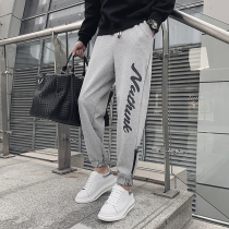 2021 autumn new casual pants mens slim feet sports pants tie pants closing slim Harlan casual pants