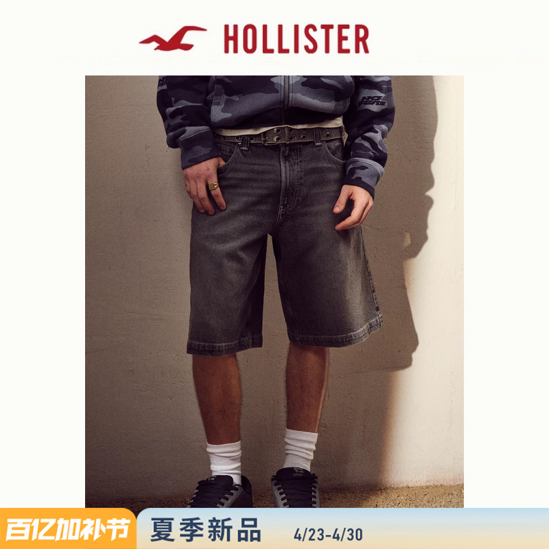 Hollister American-Style Black Washed Loose-Fitting Denim Shorts 26 Spring/Summer Men's Clothing 328-6176