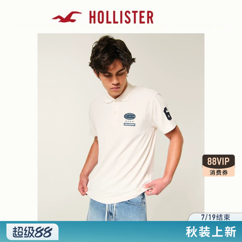 Hollister American Classic Logo Silhouette Short-Sleeved Polo Shirt T-Shirt 26 Summer and Autumn New Men's Clothing 324-6738