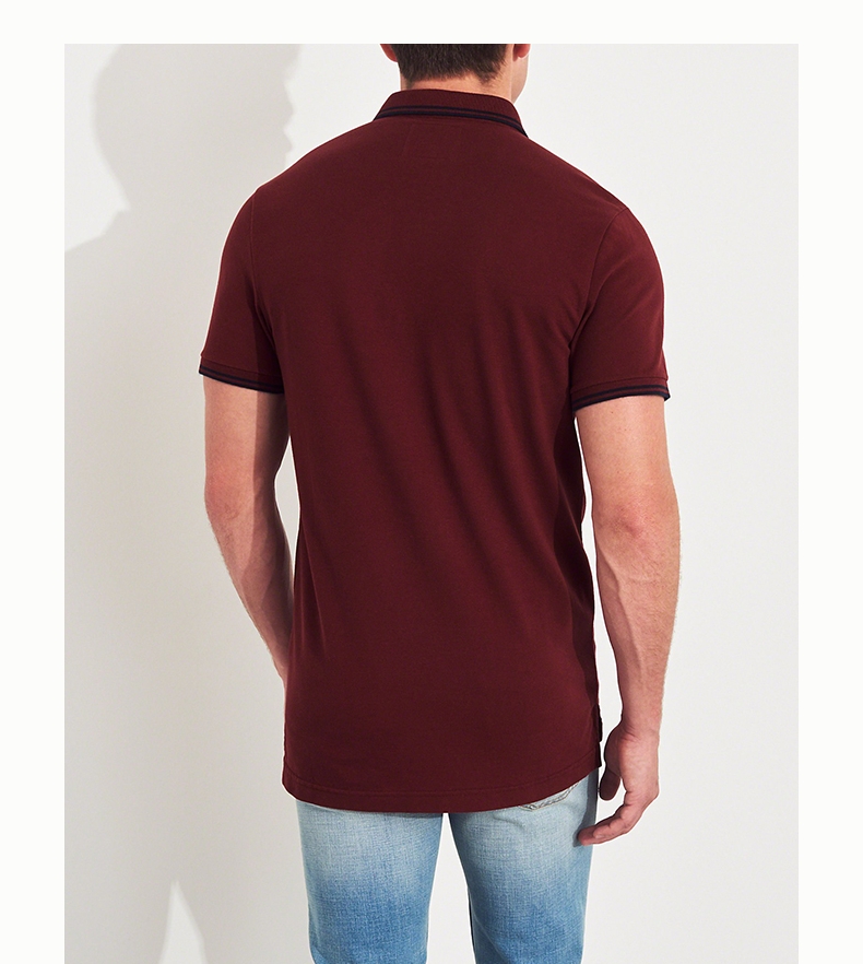 Hollister 2018 mùa thu mới co giãn cổ áo Áo thun nam 222986-1 áo có cổ