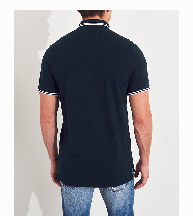 Hollister 2018 mùa thu mới co giãn cổ áo Áo thun nam 222986-1 áo có cổ