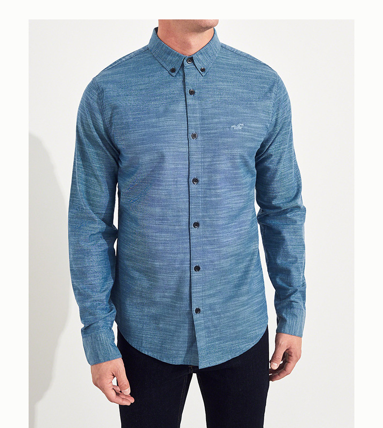 Hollister 2018 mùa thu mới co giãn Áo sơ mi nam Oxford 218146-1 áo sơ mi ngắn tay