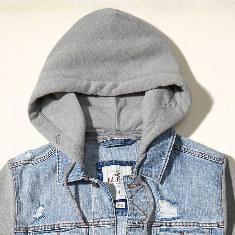 hooded denim jacket hollister