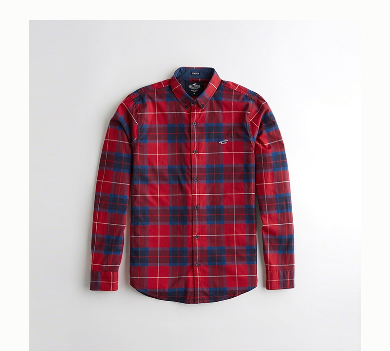 Hollister 2018 mùa thu mới áo sơ mi kẻ sọc poplin nam 223718-1 mẫu áo công sở đẹp