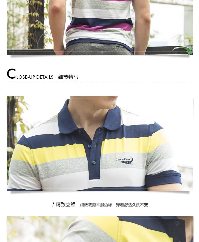 Áo thun cá sấu nam POLO 2018 Mới mùa hè ngắn tay sọc thường xuyên áo thun thể thao áo polo có cổ