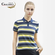 Cá sấu áo sơ mi T-Shirt nam giới và phụ nữ POLO áo sơ mi mùa hè mới ngắn tay sọc cotton thoáng khí thể thao giản dị ve áo cổ tròn