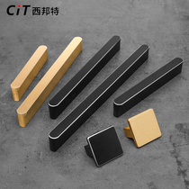 One-shaped light luxury gold Drawer Wardrobe handle brushed copper black modern simple Nordic kitchen cabinet door handle