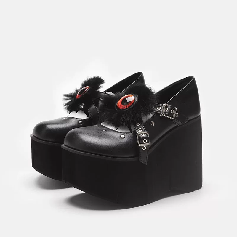 Демонические кожаные туфли gothic, сверхвысокие Mary Jane, Lolita, толстая подова, свободные торт