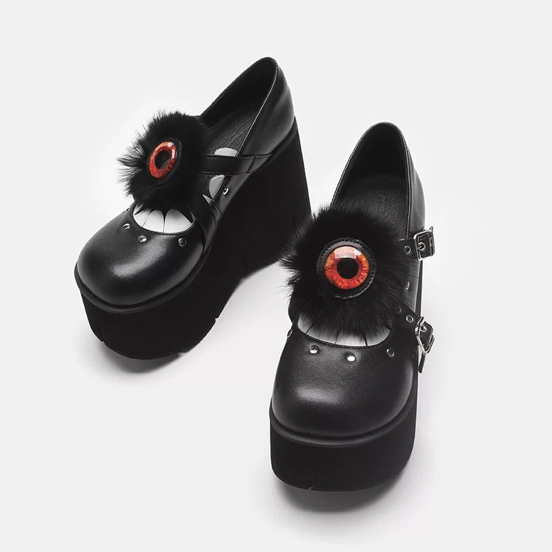 Демонические кожаные туфли gothic, сверхвысокие Mary Jane, Lolita, толстая подова, свободные торт