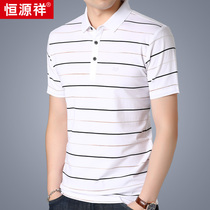 Hengyuanxiang T-shirt mens short sleeve summer lapel clothes business mens casual stripe polo shirt mens thin tide