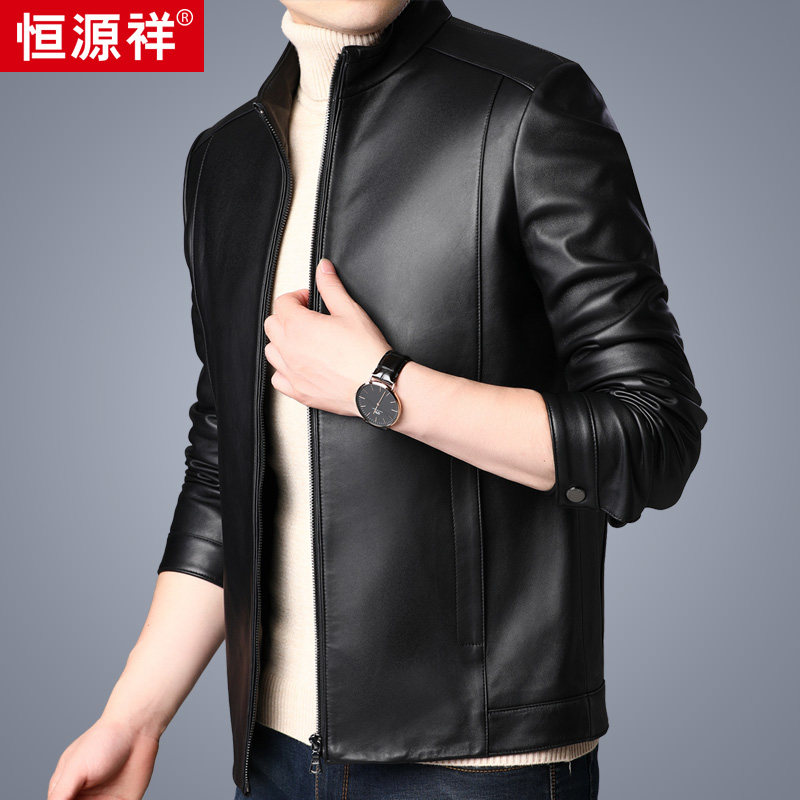 Hengyuan Xiang Leather Leather Clothing Male Style Leather Jacket Locomotive Leather Jacket Sheep Leather Collar Casual Men's Real Leather Jacket Man
