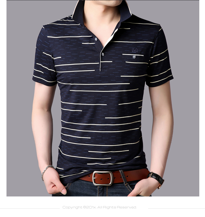 Hengyuanxiang lụa cotton ngắn tay T-Shirt nam trung niên mùa hè mới kinh doanh bình thường POLO áo ve áo daddy mỏng