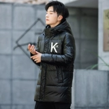 Мужской длинный пуховик, зимняя легкая и тонкая трендовая куртка, средней длины, 2020, в корейском стиле