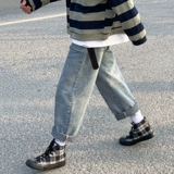 Брендовые прямые свободные джинсы, повседневные брюки для влюбленных для отдыха, штаны, осенние, в корейском стиле