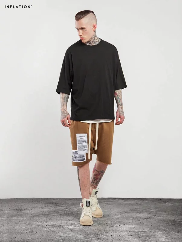 OVERSIZE lỏng lẻo châu Âu và Mỹ đơn giản cơ sở đường phố hoang dã cao xu hướng đường phố rắn màu áo thun nam và nữ tay áo ngắn t