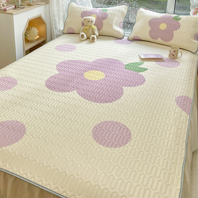 Latex Cool Mat Three Sets Cartoon Soft Mat 1 5 Ice Silk 1 8m bed washable folding summer 1 2 m children