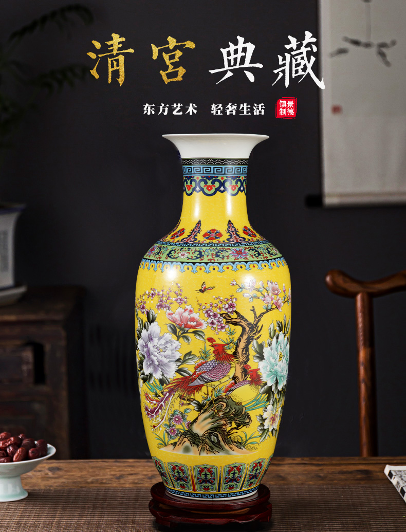 Jingdezhen ceramics powder enamel gets vase landed home sitting room TV ark, adornment is placed large arranging flowers