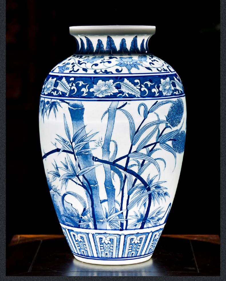 Blue and white porcelain of jingdezhen ceramics landscape painting of flowers and thin foetus vases, flower arrangement sitting room adornment of Chinese style household furnishing articles