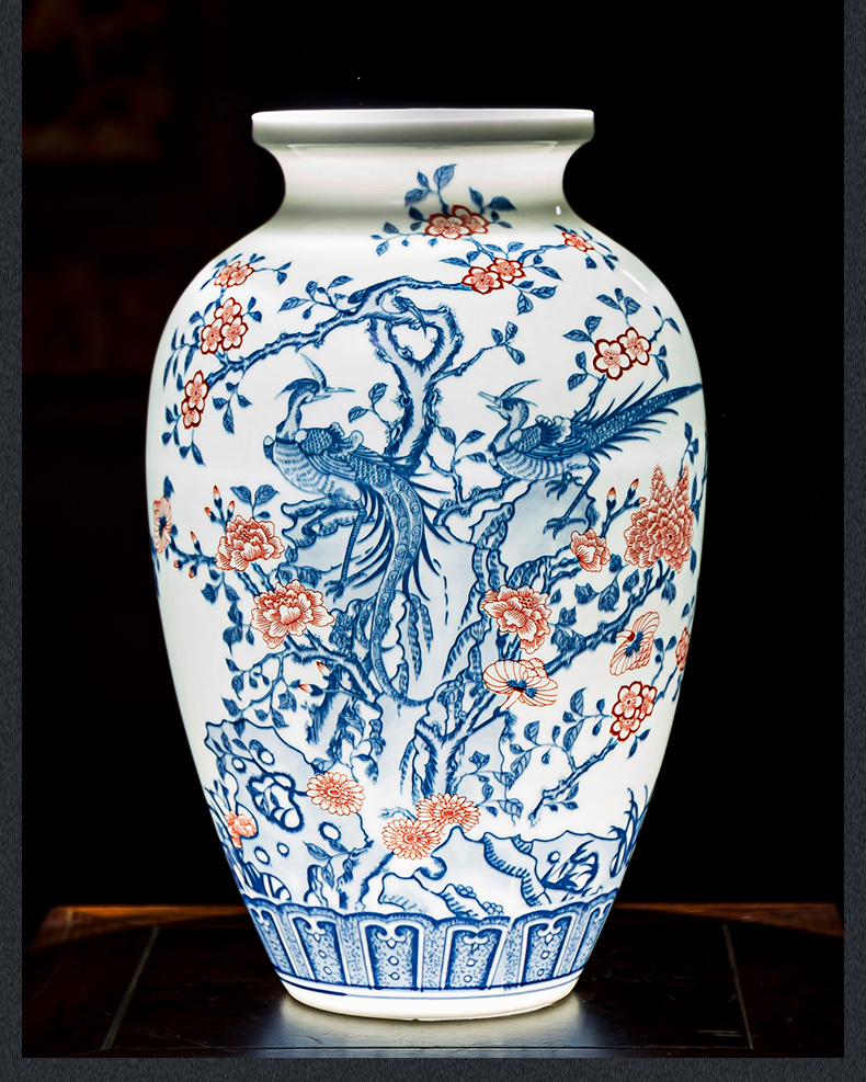 Blue and white porcelain of jingdezhen ceramics landscape painting of flowers and thin foetus vases, flower arrangement sitting room adornment of Chinese style household furnishing articles