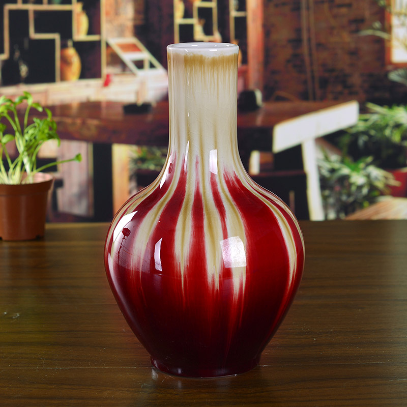 Jingdezhen ceramics up red glaze floret bottle of modern household act the role ofing is tasted furnishing articles sitting room decoration arts and crafts