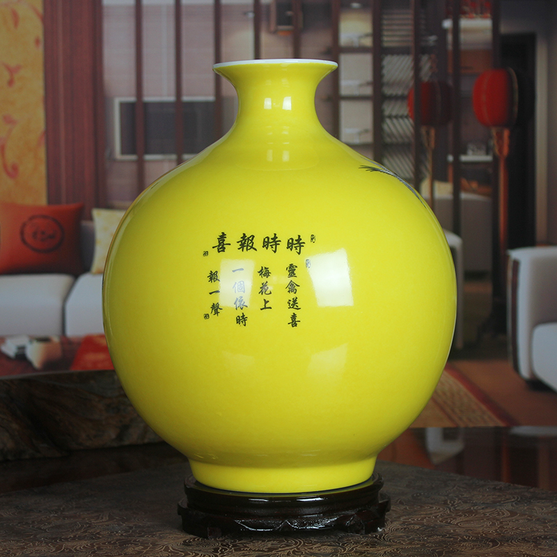 Jingdezhen ceramics twelve xi powder enamel vase vase wedding furnishing articles of handicraft pomegranate bottle of I sitting room