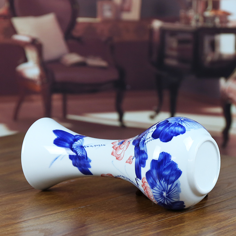 Jingdezhen ceramic vase furnishing articles living room blue and white flowers in I household contracted hand - made classical arts and crafts
